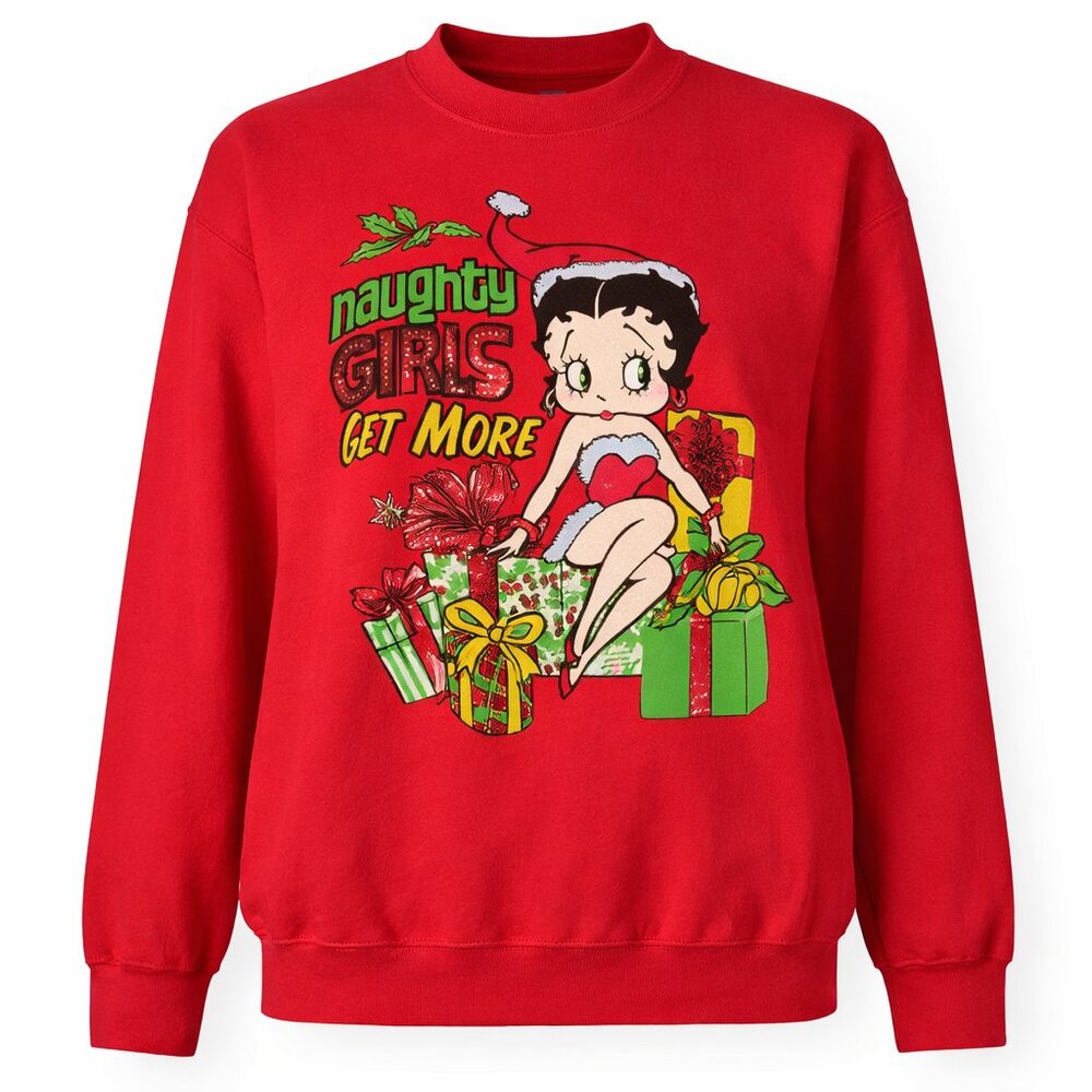 Vintage BETTY BOOP Christmas Sweatshirt “Naughty Girls Get More" Xmas Size XL